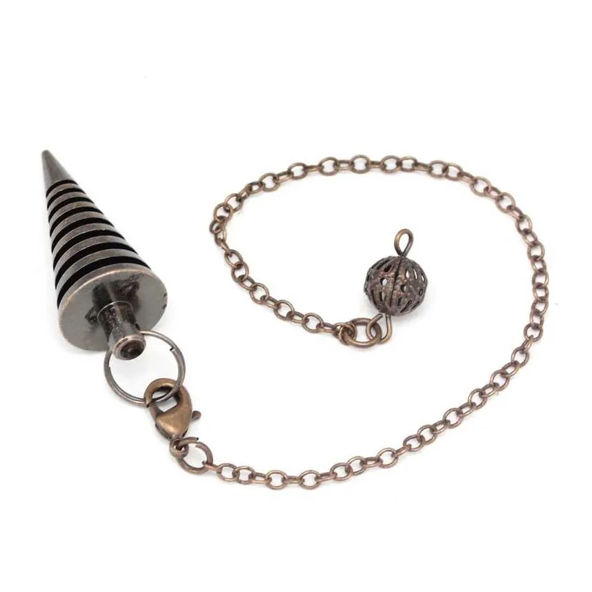 Pendant Necklaces Jln Metal Pendum Pendant Nce Reiki Cone Vintage Charm Dowsing Tool For Energy Therapy Divination Meditation Hypnosis Dhkmc