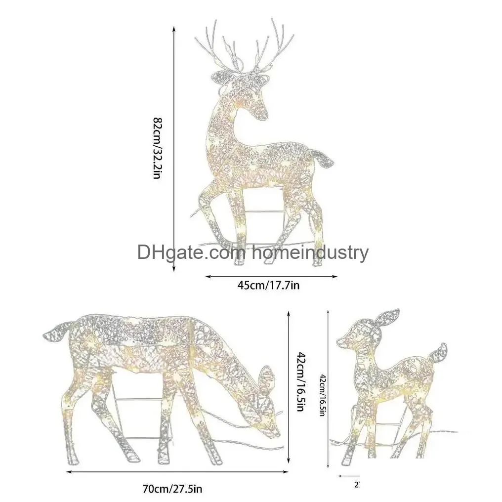 Garden Decorations Lighted Christmas Reindeer Deer Decoration Outdoor Standing Elk Ornament Light Handmake Iron Art For Party 231216 Dha2Y