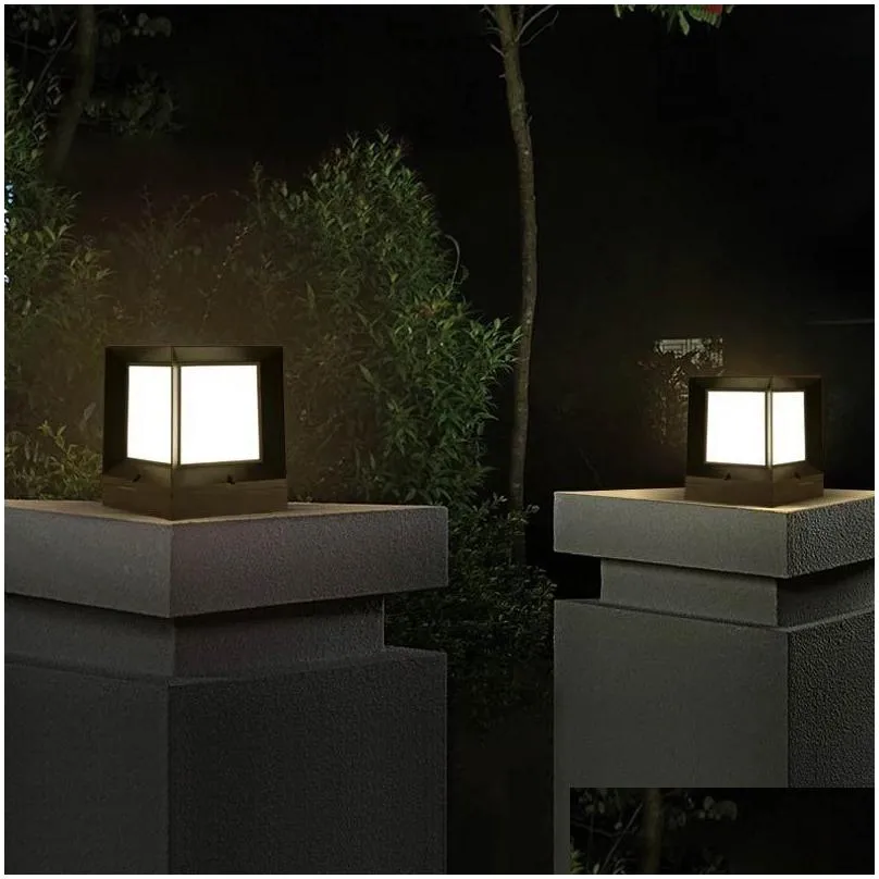 Stage Lighting Accessories Brelon Solar Led Column Light White Warm Color Dimmable Safety Outdoor Garden Lane Post Lamp Drop Delivery Dhj19