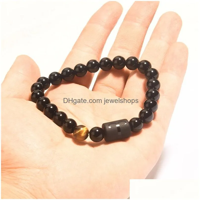 Beaded 12 Zodiac Sign Beaded Strands Bracelets For Men Natural Stone Beads Chain Wrap Bangle Women Fashion Birthday Party Jewelry Gif Dhomv