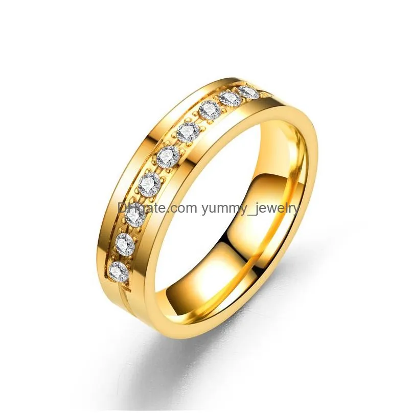 Band Rings Update Gold Stainless Steel Groove Ring Engagement Wedding Rings Band Men Women Diamond Fashion Jewelry Drop Delivery Jewe Dhgao