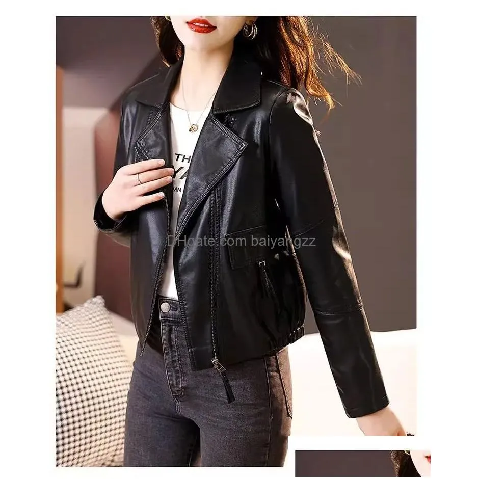 Womens Leather Faux 0C Patina Original Changes Color Level 1-2-3 Outerwear Lapel Motorcycle Jacket Drop Delivery Apparel Clothing Co Dhes3