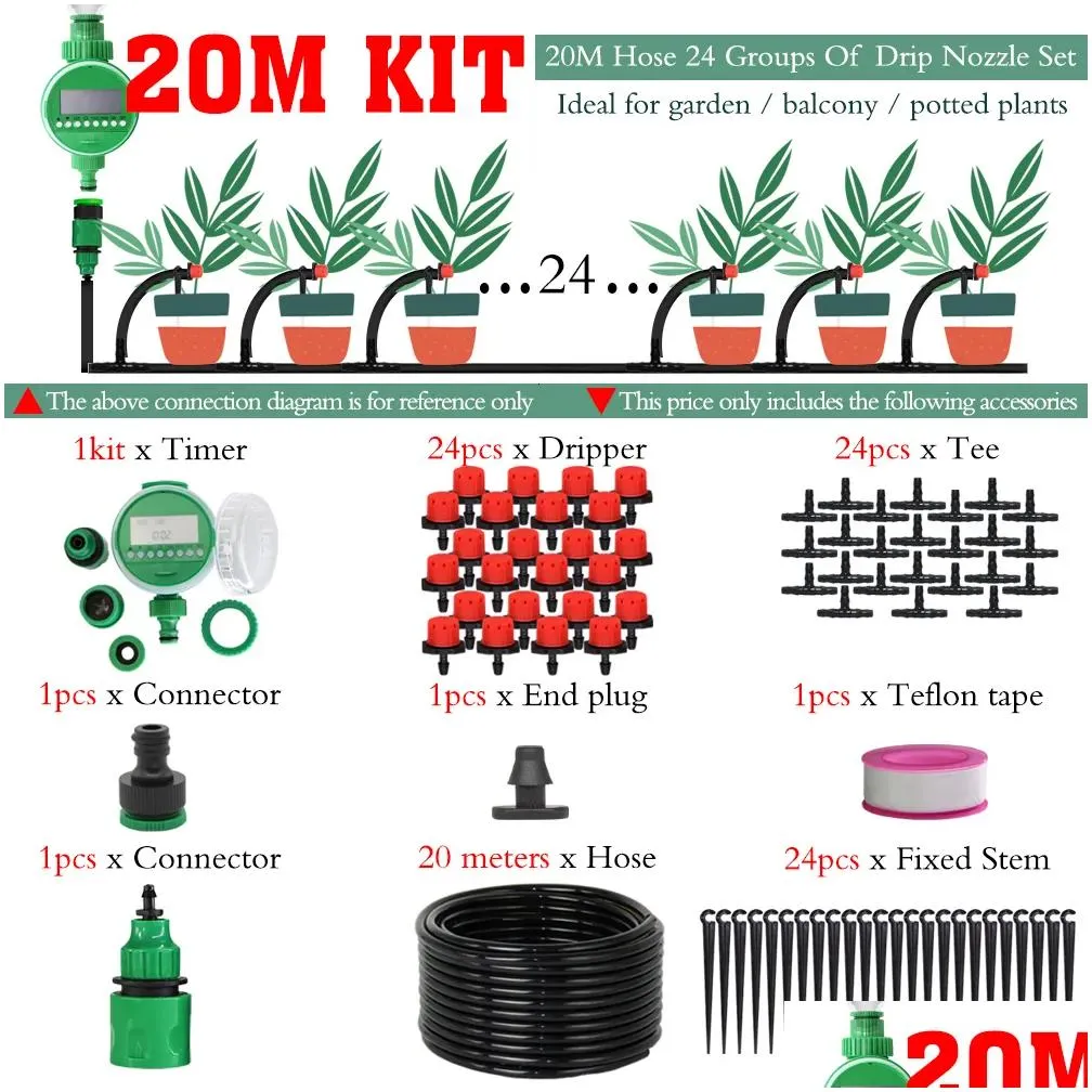 Sprayers Muciakie 550M Matic Garden Watering Adjustable Drip Irrigation System Digital Water Timer Controller 47Mm Micro Drop Kits Dr Dhgzl