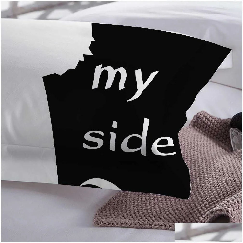 Bedding Sets Bonenjoy Black And White Color Bedding Set Couples Dog Side My King Queen Single Double Twin Fl Size 210716 Drop Delivery Dhn5Z