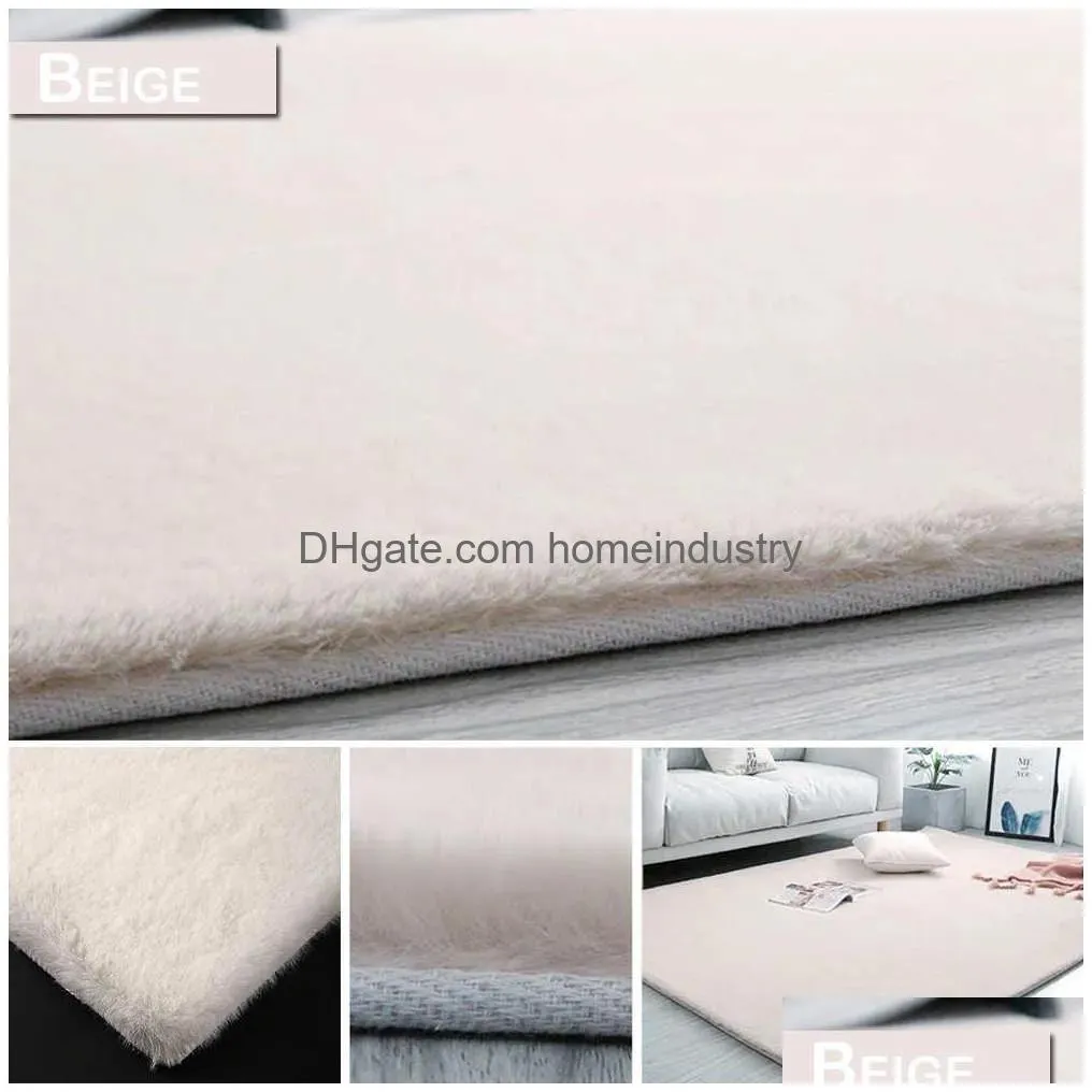 Carpets Super Soft Fluffy Rug Large Area Mat Faux Fur Home Decor Modern Solid Rabbit Shaggy Carpet For Living Room Bedroom T200111 Dro Dhy24