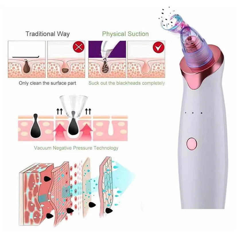 Cleaning Tools & Accessories Blackhead Pore Vacuum Cleaner Rechargeable Face Comedone Extractor Tool For Acne Removal Skin Care With 4 Dhopc