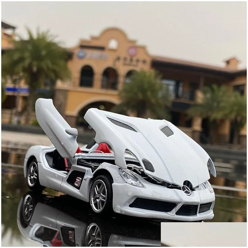 Diecast Model Cars Diecast Model 1 32 Slr Roadster Alloy Sports Car Metal Toy Vehicles Simation Sound Light Collection Kids Drop Deliv Dhpt0