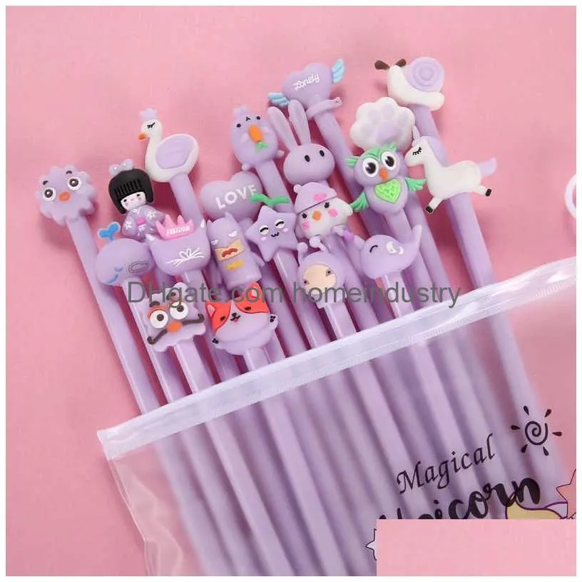 Gel Pens Wholesale 50 Pcs Neutral Pen Cute Cartoon Gel With Different Shape Writing Tool Office Stationery Student Signature Drop Deli Dhvuq