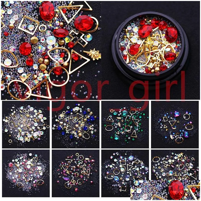 Nail Art Decorations New Diamond 3D Rhinestones Stones Mixed Colorf Decals With Nails Curved Tweezer Crystals Top Quality Drop Delive Dh6Ab