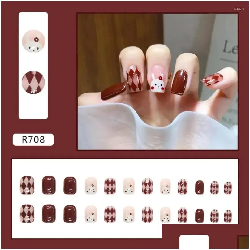 False Nails 24Pcs Diy Semi Cured Gel Nail Stickers Long-Lasting Solid Color Strips Slider Sticker Fl Er Decal Manicure Drop Delivery Dhblj