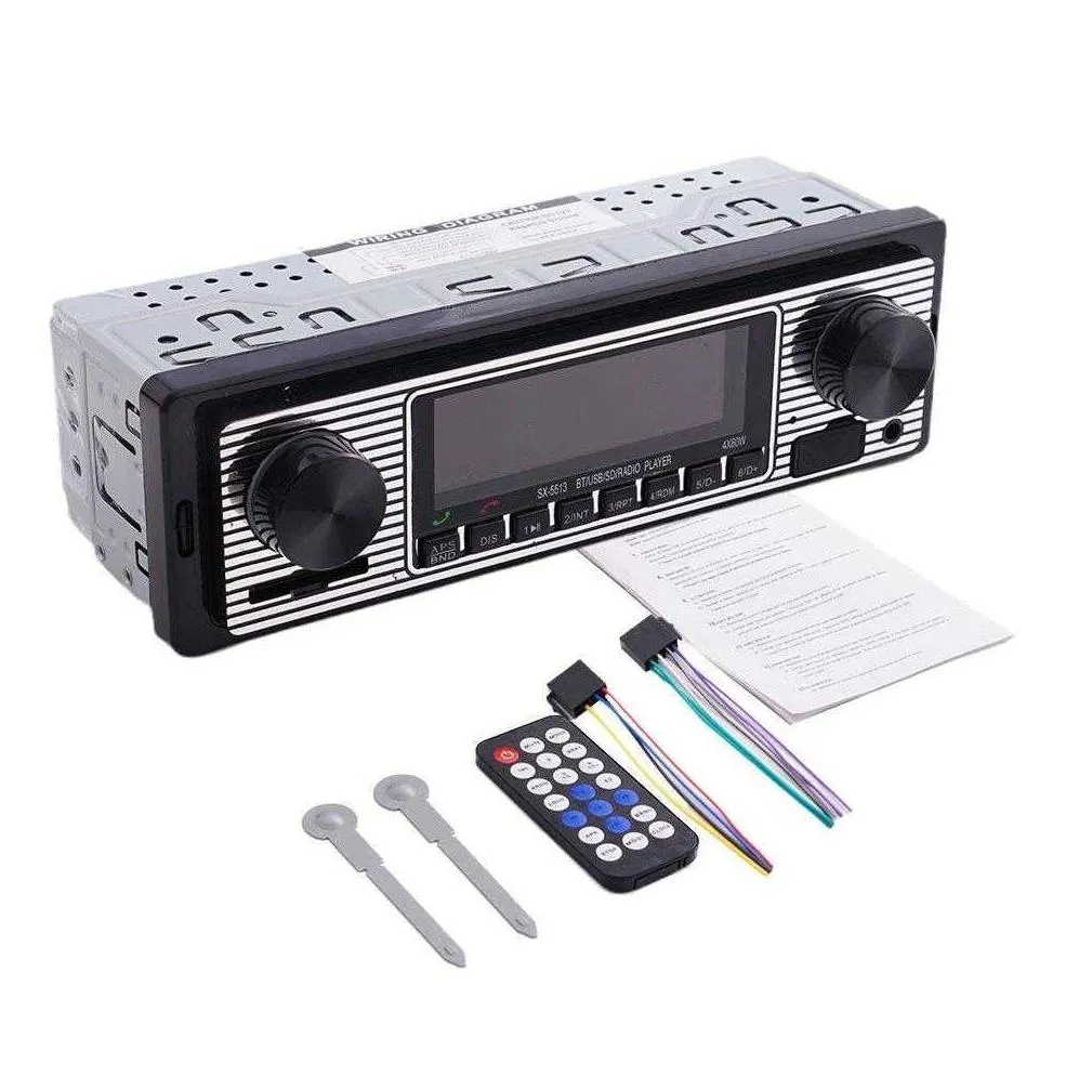 Car Other Auto Electronics New Bluetooth Radio Vintage Dual Knob Mp3 Player Fm Tuner Stereo Usb Aux Classic Retro O Receiver Speaker A Dhbgx