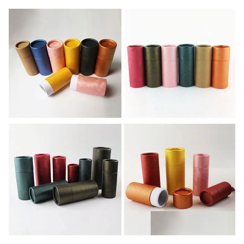 Gift Wrap 50Pcs/Lot Cosmetic Bottle Outer Packaging Kraft Paper Jar Tube Cylindrical Hard Cardboard Boxes Essential Oils Package 21032 Dhgtm