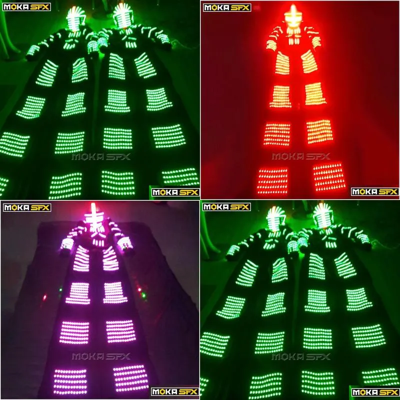 Other Stage Lighting Led Robot Suits Luminous Costume Colorf Dancer Clothes Stilts Walker For Party Performance Music Festival Clubs D Dh1Lk