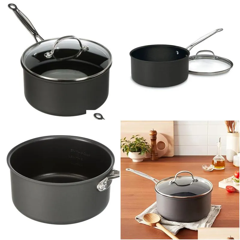 Camp Kitchen Classic Non-Stick Hard Anodized 3 Quart. Saucepan With Er Camp Kitchen Drop Delivery Sports Outdoors Camping Hiking Hikin Dhmwa