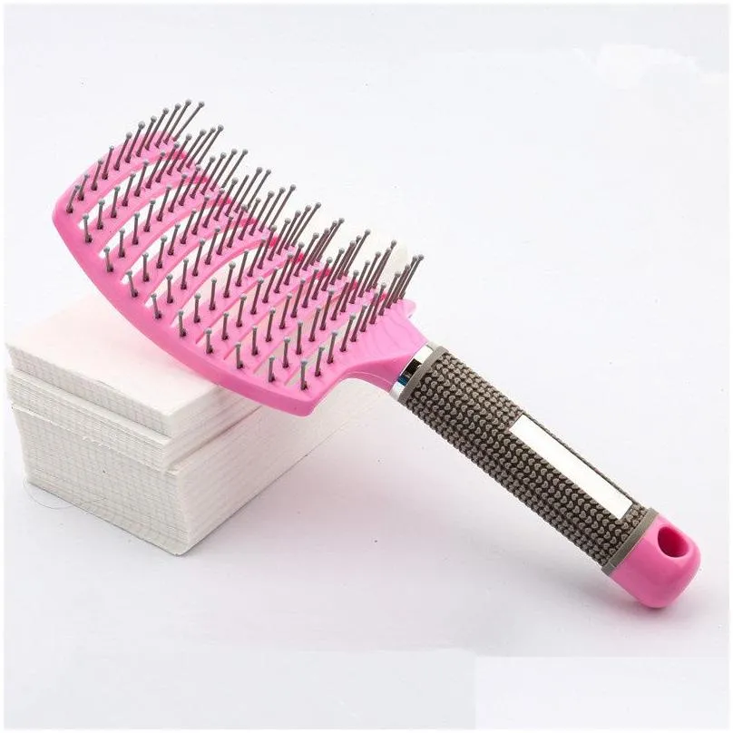 Hair Brushes Ship Wholesales Women Hair Scalp Mas Comb Bristle Nylon Hairbrush Wet Curly De Hairs Brushes For Salon Hairdressing Styli Dhnqe