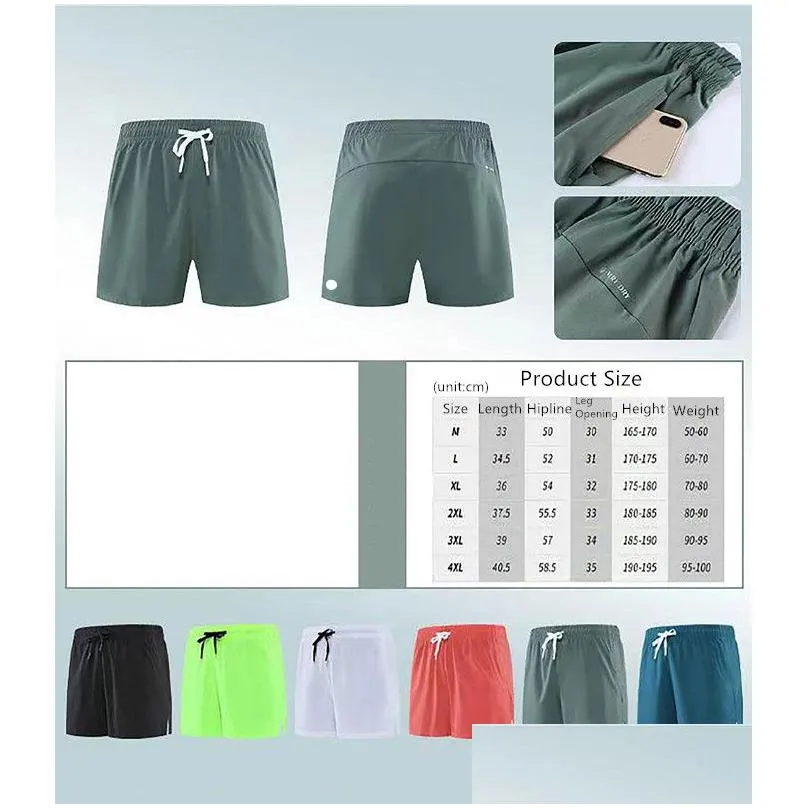 Yoga Outfit Lu Mens Jogger Sports Shorts For Hiking Cycling With Pocket Casual Training Gym Short Pant Size M-4Xl Breathable R260 Drop Dhsfp