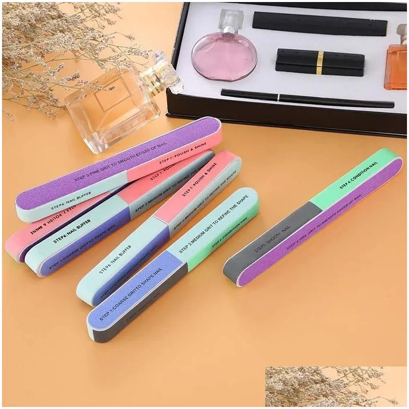 Nail Files 1 Piece File Buffer 7 Way 17.5Cm Manicure Smooth Accessories Block Edges Stick Art Tool Drop Delivery Dhley