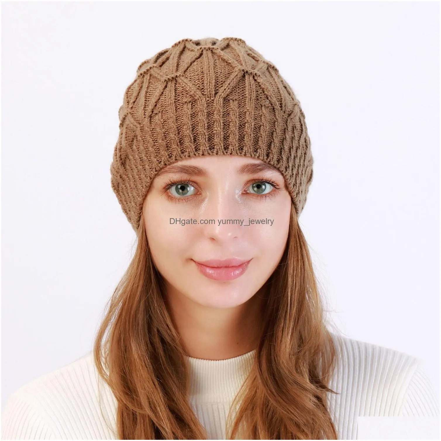 Beanie/Skull Caps Winter Knitted Hat Warm Skl Caps Beanie Dome Hip Hop Hats For Women Fashion Accessories Drop Delivery Fashion Access Dhnrm