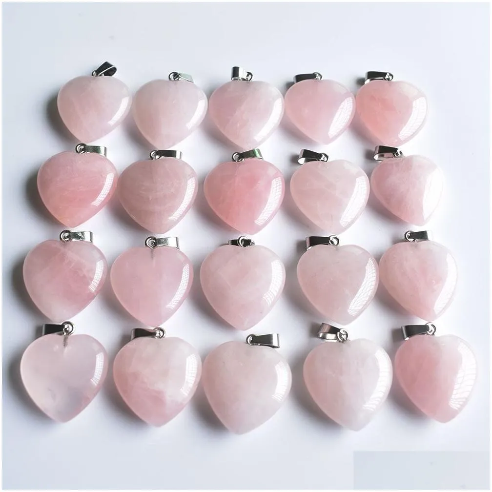 Charms Rose Quartz Heart Natural Stone Charms Chakra Healing Pendant Diy Necklace Earrings Jewelry Making Drop Delivery Jewelry Jewelr Dhmvj