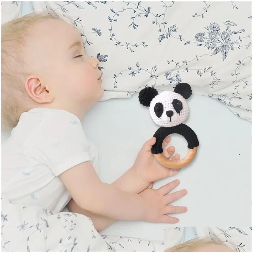 Mobiles# Mobiles Baby Panda Cloghet Rattle Teether Toys Music Rattles For Kids Wooden Babies Gym Montessori Childrens Mobile Crib Gift Dhl0U