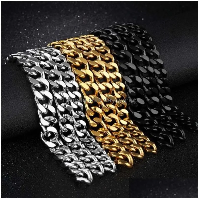 Chain Stainless Steel Snake Bone Chain Bracelet Gold Hip Hop Cuban Link Bracelets For Women Men Fashion Jewelry Drop Delivery Jewelry Dhvac