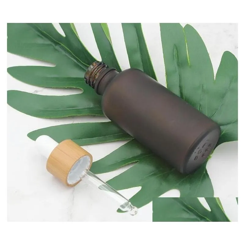 gift wrap 15ml 30ml 50ml frosted amber white glass dropper bottle with bamboo cap 1oz essential oil