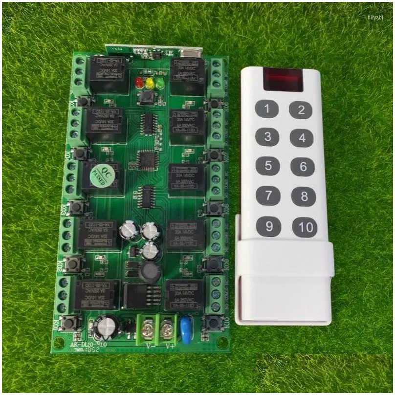 Remote Controlers 315/43Hz Dc 12V 10A 10 Ch Rf Independent Work Wireless Control System Individual Learning Code Light/Lamp/Led Band Dhnu1