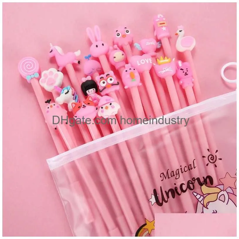 Gel Pens Wholesale 50 Pcs Neutral Pen Cute Cartoon Gel With Different Shape Writing Tool Office Stationery Student Signature Drop Deli Dhvuq