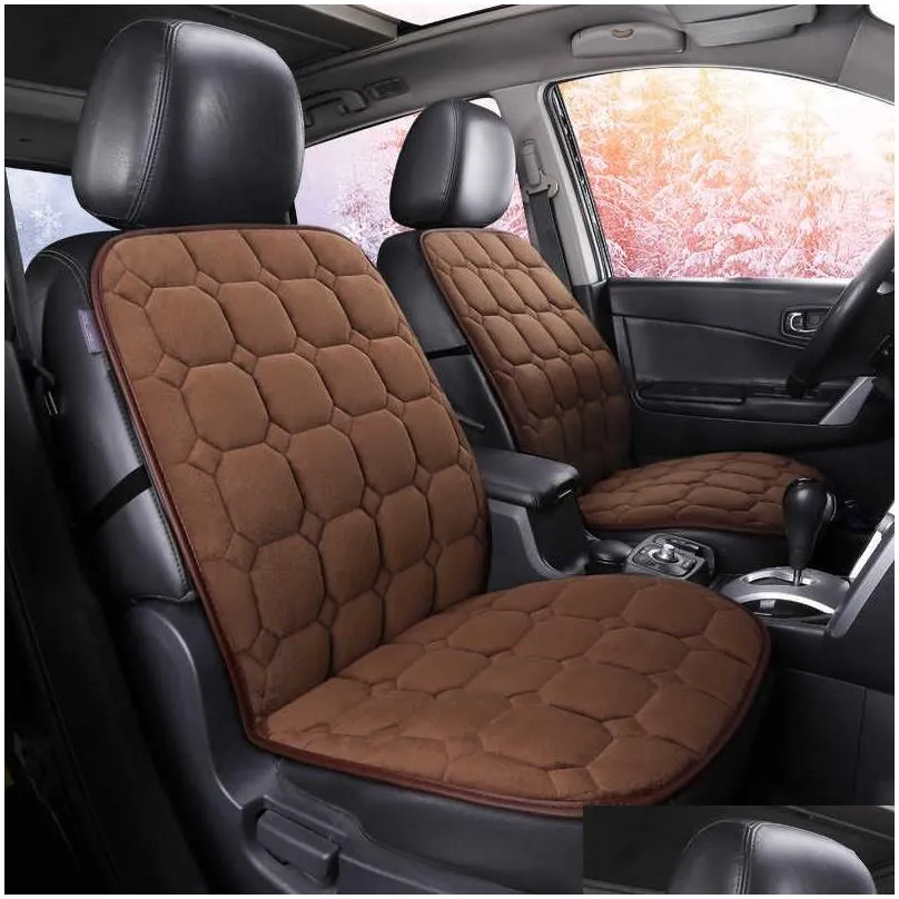 Other Interior Accessories New P Car Seat Er Protector Warm Front With Backrest Non-Slip Cushion Pad Winter Interior Mat Drop Delivery Dhhvy