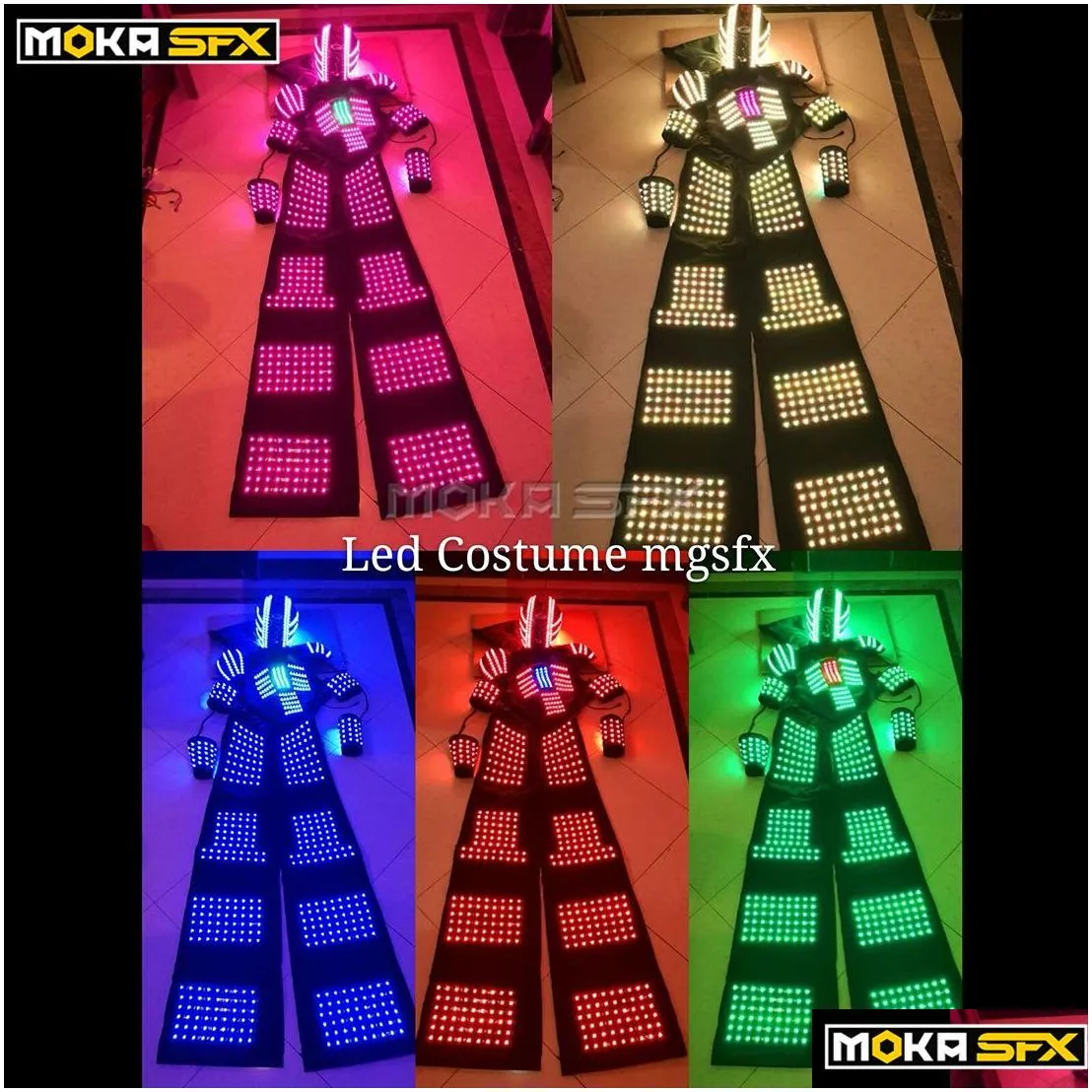 Other Stage Lighting Led Robot Suit Illuminated Lighting Costume Luminous Costumes Clothing Dance Stage Show Dj Clothes Drop Delivery Dh9Ps