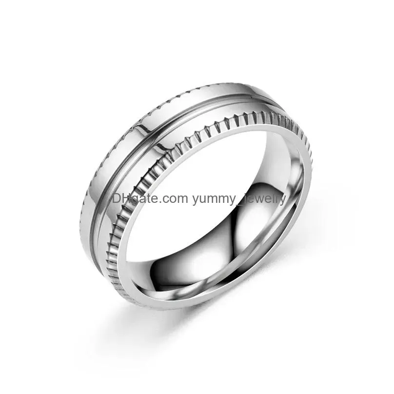 Band Rings Stainless Steel Creative Couple Ring Band Simple Glossy Rings For Women Men Wedding Bands Fine Fashion Jewelry Drop Delive Dhfyi