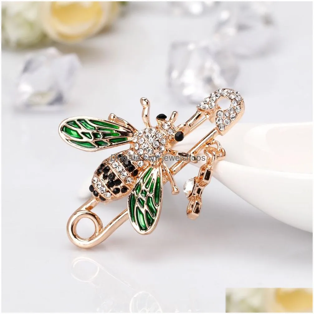 Pins, Brooches Trendy Small Bee Brooches For Women Elegant Crystal Colorf Animal Brooch Pins Lady Fashion Party Jewelry Accessories D Dhenn