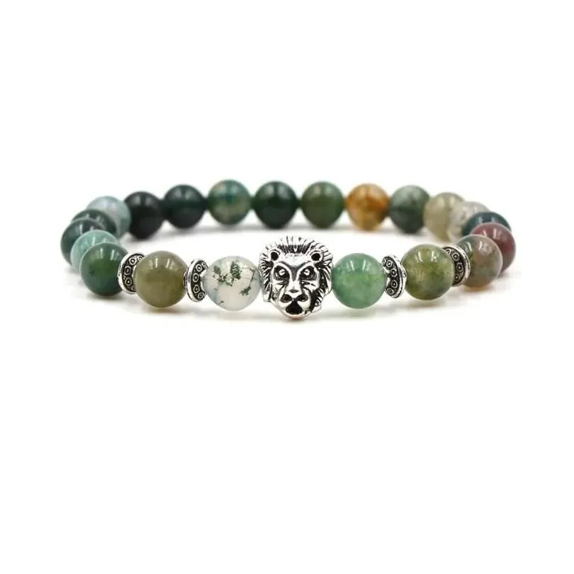 Beaded Jln Indian Agate Buhhda Bracelet Tibet Accessories Leopard Owl  Head Stretch For Man And Drop Delivery Jewelry Bracelets Dh8Wk