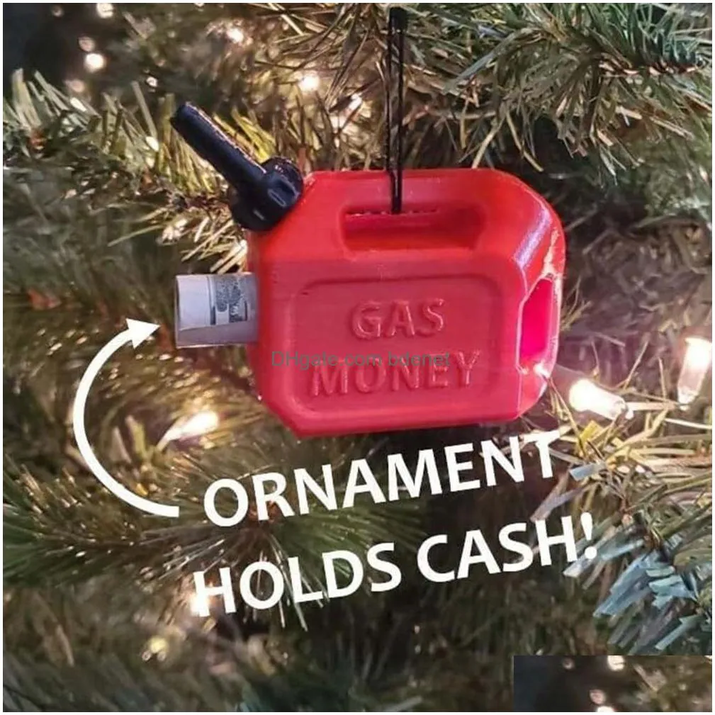 Christmas Decorations Christmas Gas Can Ornaments Hanging Pendants Decoration Funny Money Holder Xmas Tree Navidad Natal Gift New Year Dhczr