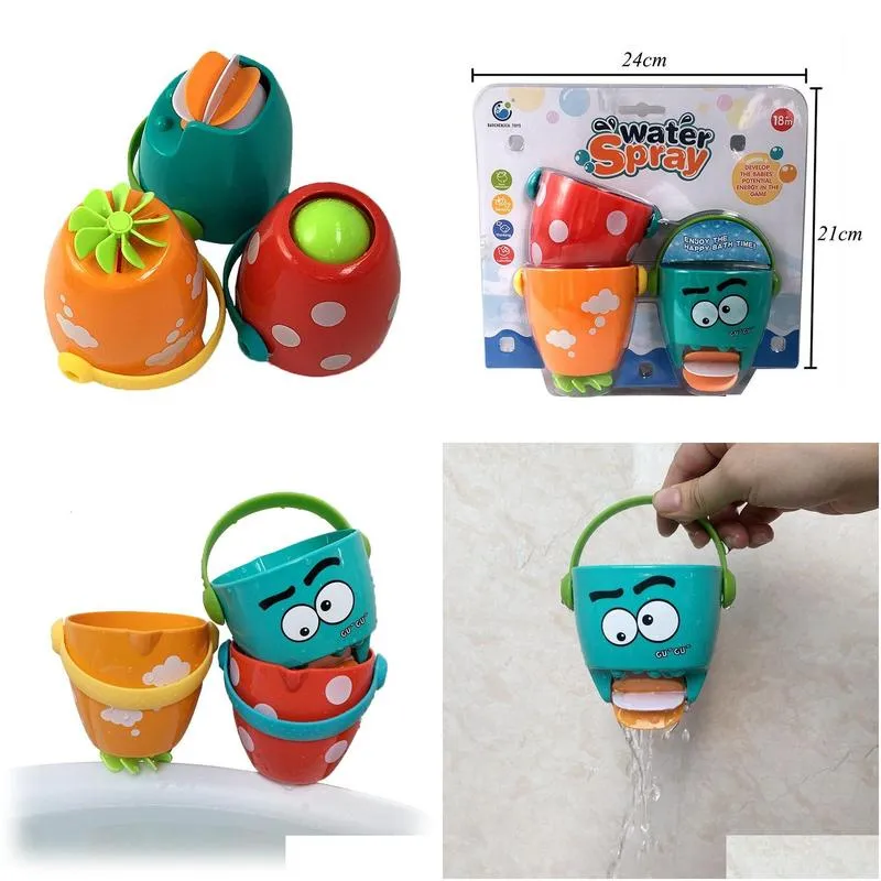 Bath Toys Baby Shower Set Bathroom Bathtub Mini Leaky Bucket Beach Sprinkling Play Water Cups Gifts For Toddler Drop Delivery Dhdag