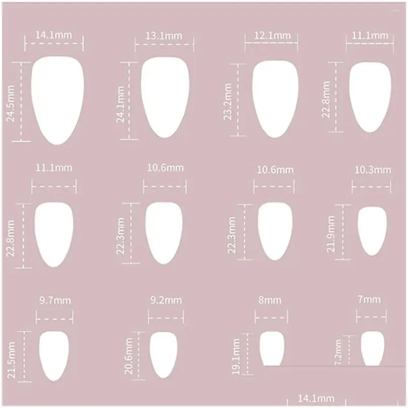 False Nails Glossy Almond Nail Artificial With Pattern And Rhinestones For Salon Expert Drop Delivery Dhygy
