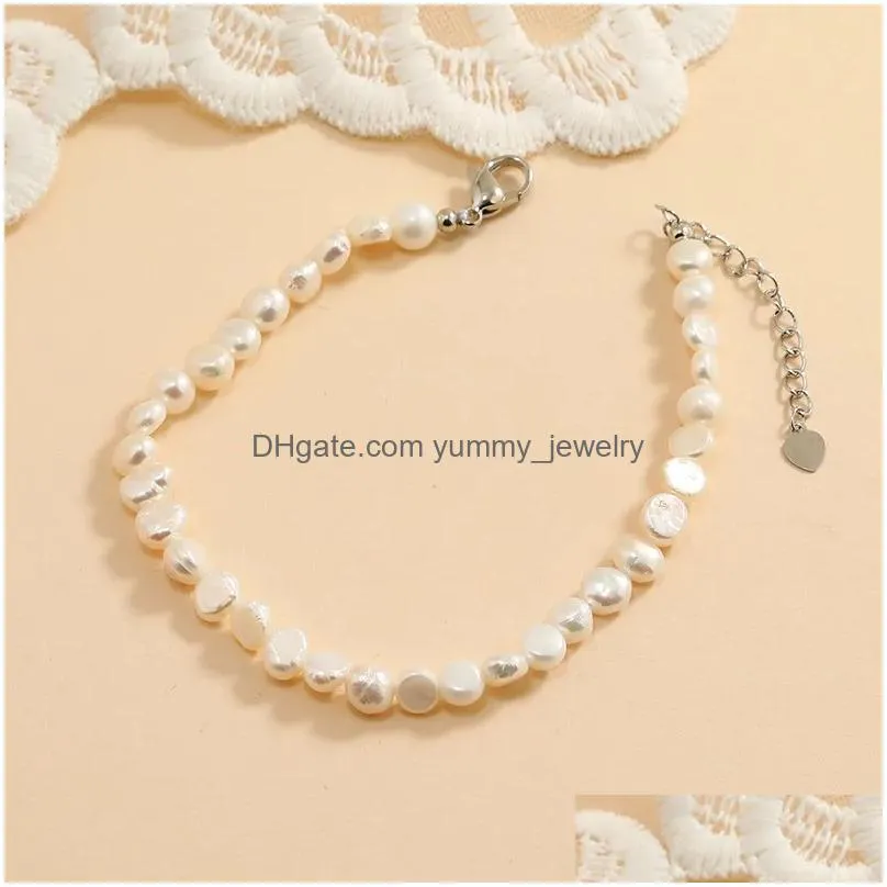 Charm Bracelets Women  Water Pearl Bracelet Freshwater Ctured Natural Baroque Jewelry Bangle Adjustable Bracelets Drop Delivery Dhthk