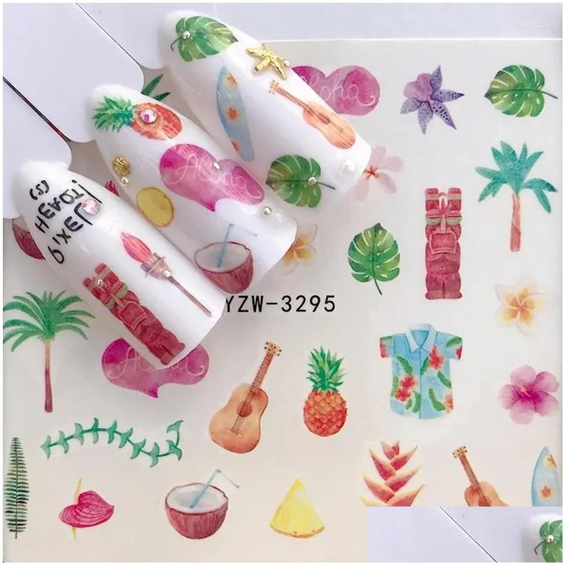 Stickers & Decals Nail Stickers 2024 Summer Style Beach Slider Sticker Christmas Water Transfer Art Nails Decoration Decals Tattoo Dro Dhk6A