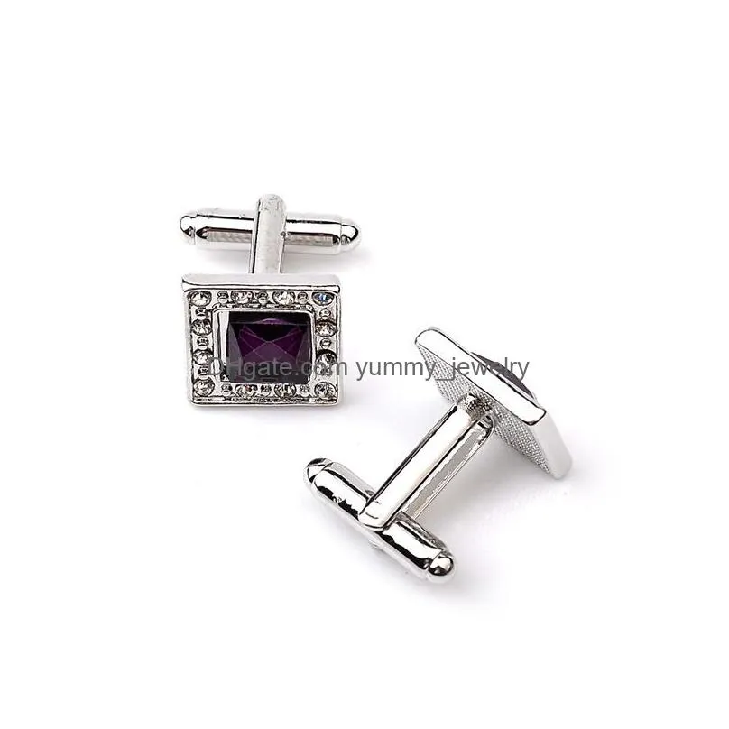 Cuff Links Diamond Square Men Shirt Cufflinks French Shirts Business Suit Fashion Jewelry Will And Drop Delivery Dh3L7