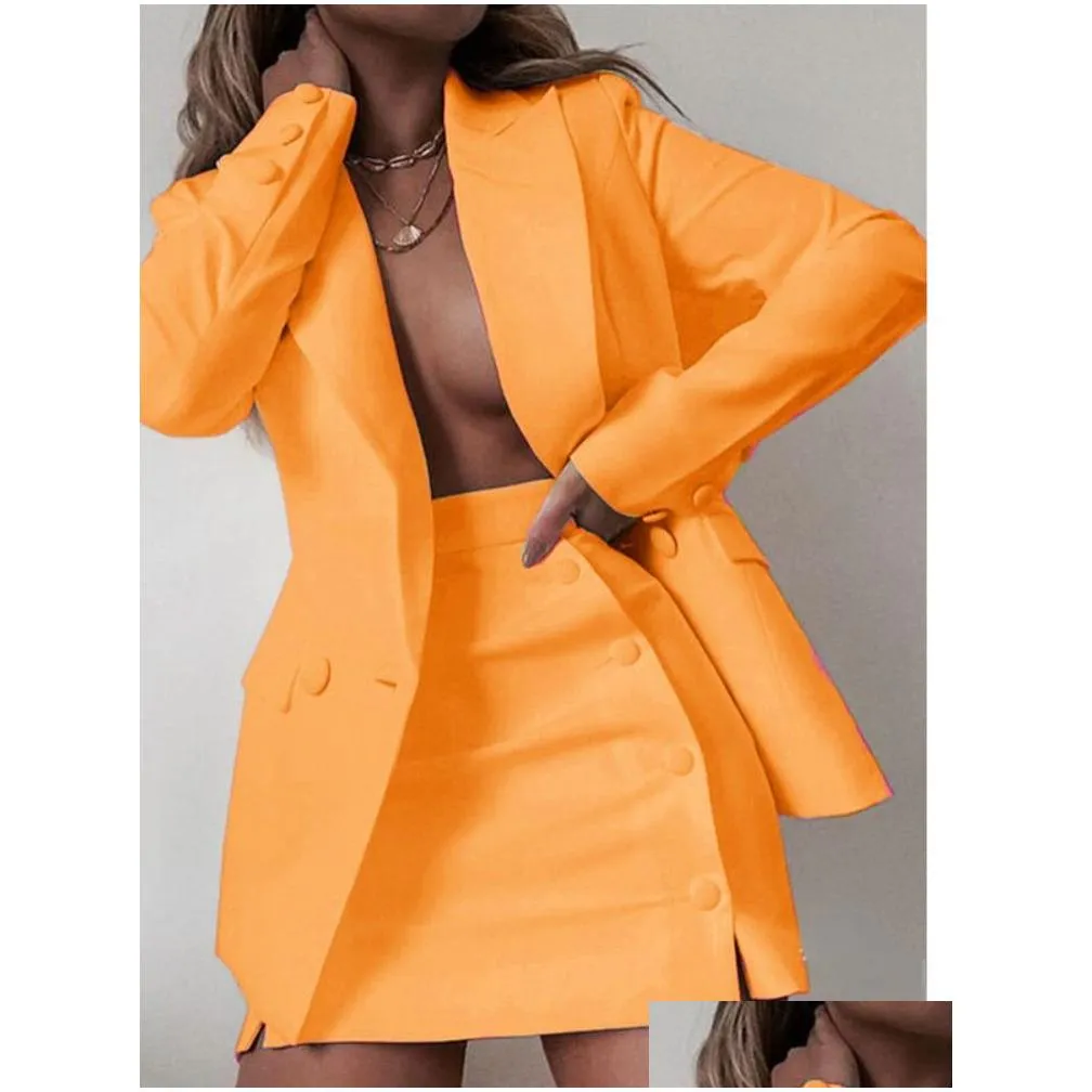 Two Piece Dress Womens Office Professional Suit Small Coat Short Skirt Two-Piece 2 Piece Set Plus 220401 Drop Delivery Apparel Women` Dhj8M