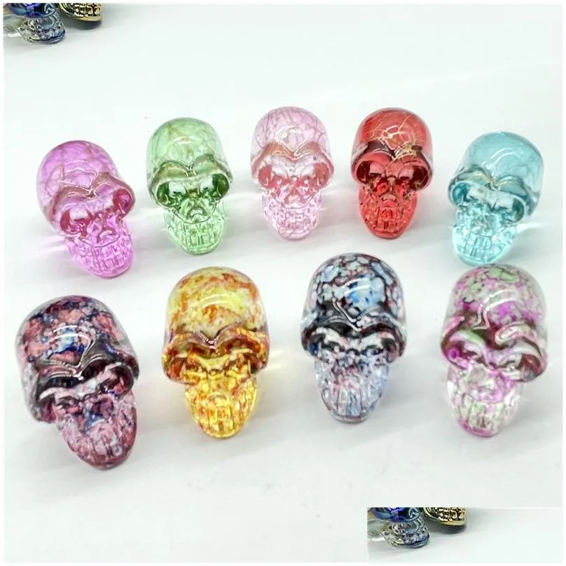 Glass Mini Wholesale Fashion Glass Skl Plating Crystal Rainbow Skeleton Charm Ornaments Jewelry Accessory Birthday Gift Drop Delivery Dhoin