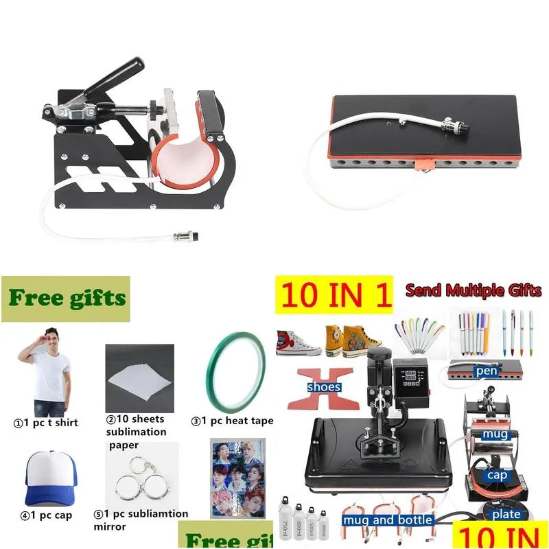 Printers 10 In 1 Combo Heat Press Hine Thermal Sublimation Transfer Printer For Cap/Mug/Bottle/T-Shirts /Phone Drop Delivery Dhxfa