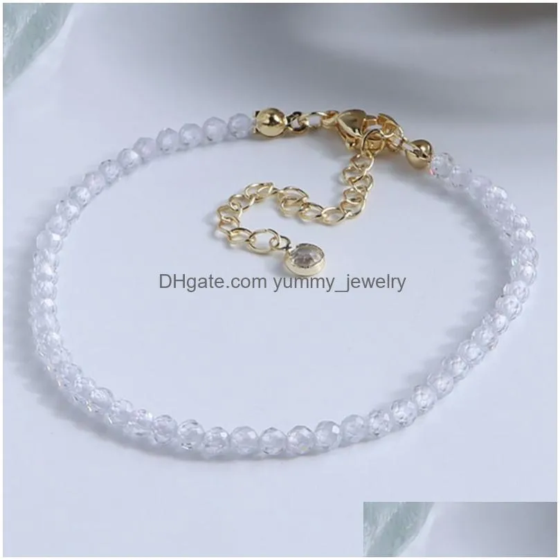 Chain Candy Color Zircon Beaded Bracelet Women Girls Fashion Jewelry Small Beads Adjustable Bracelets Bangle Cuff Drop Delivery Jewel Dhqda