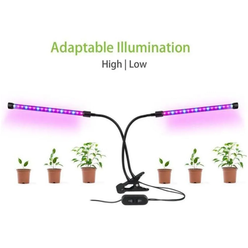 Grow Lights Dimmable Timing Equipment Light Clip Plant Double Growth Fill Black Suitable For Indoor Drop Delivery Lights Lighting Indo Dhur7