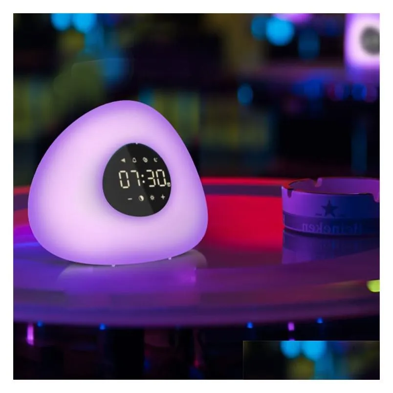 Night Lights Brelong Intelligent Sunrise Wake-Up Light Alarm Clock Led Colorf Drop Delivery Lights Lighting Indoor Lighting Dh6A1