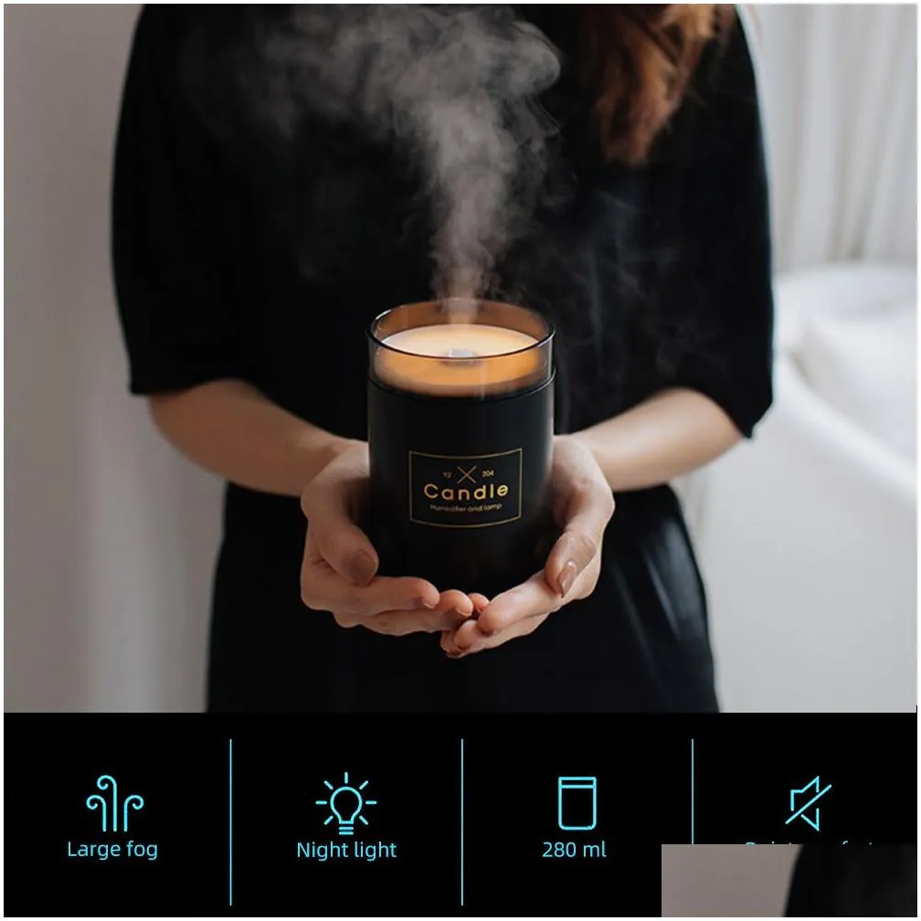 Aromatherapy Drop Ship Epack Candle Air Humidifier Romantic Trasonic Soft Light Usb Essential Oil Diffuser Car Purifier Aroma Anion Mi Dhzyn