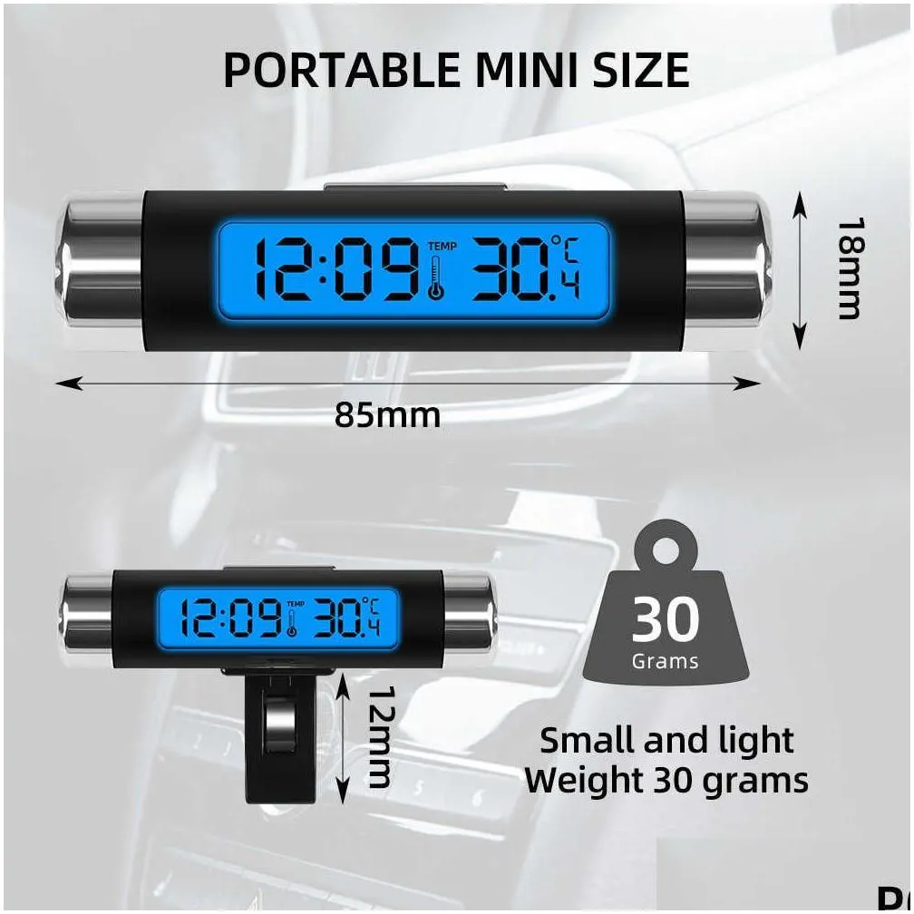 Other Auto Parts New Car Air Outlet Thermometer Electronic Clock Time Led Digital Display With Back Luminous Accessories Drop Delivery Dhjgf