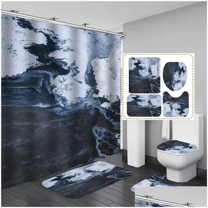 Shower Curtains 3D Print Elegant Oil Painting Shower Curtain Waterproof Curtains In The Bathroom With Hook Set Soft Bath Mat Toilet Ca Dhcp9