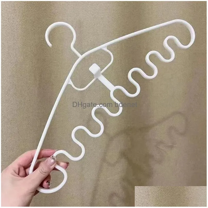 Hangers & Racks Hangers 1/3Pcs Waves Mti-Port Support For Clothes Drying Rack Mtifunction Plastic Hanger Storage Drop Delivery Home Ga Dh1Ix