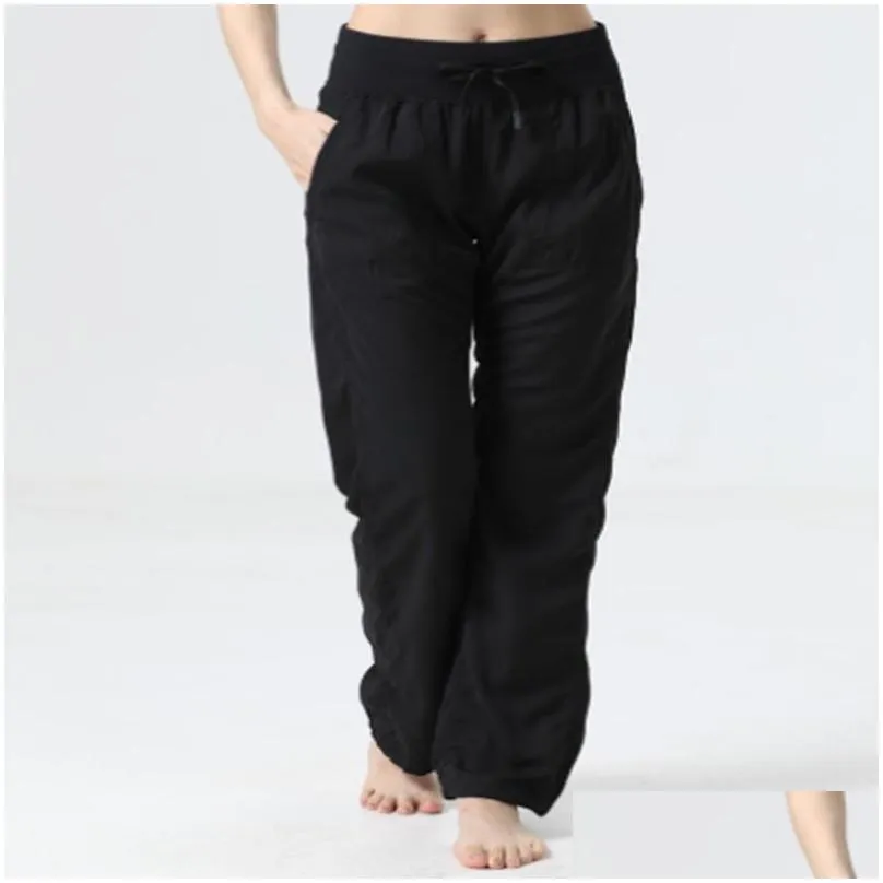 Yoga Outfit Womens Yoga Gym Loose Fl Length Pants Wide Leg Workout Running Women Exercise Trousers 4 Way Stretch Capris With Pockets F Dhezo